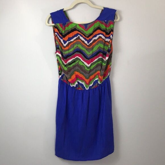 Petticoat Alley Silk Medium Vibrant Chevron Sleeveless Dress Spring Summer - Picture 5 of 5